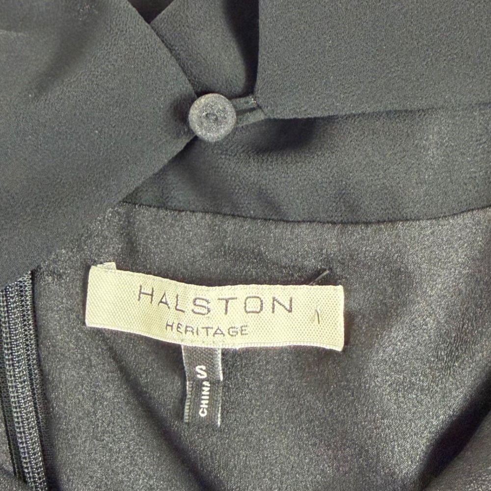 Halston Heritage Black Cape Sleeve Shift‎ Dress Cream Contrast Mini Small - Picture 5 of 9